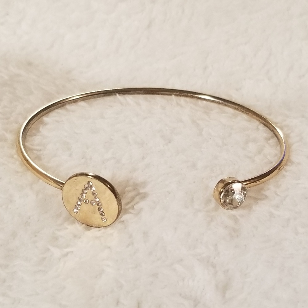 Gold letter A initial bracelet